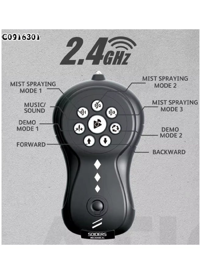 DAT 2.4GHz Remote Control Spider Spray Toy with Mist Smoke Effects, 3 Spray Modes, Sound & Music, Demo Modes, RC Forward/Backward - Image 4